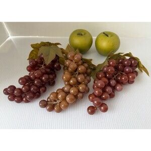 Mixed Lot VTG Artificial Faux Rubber Plastic Fruit Fake Grapes Apples Food MCM
